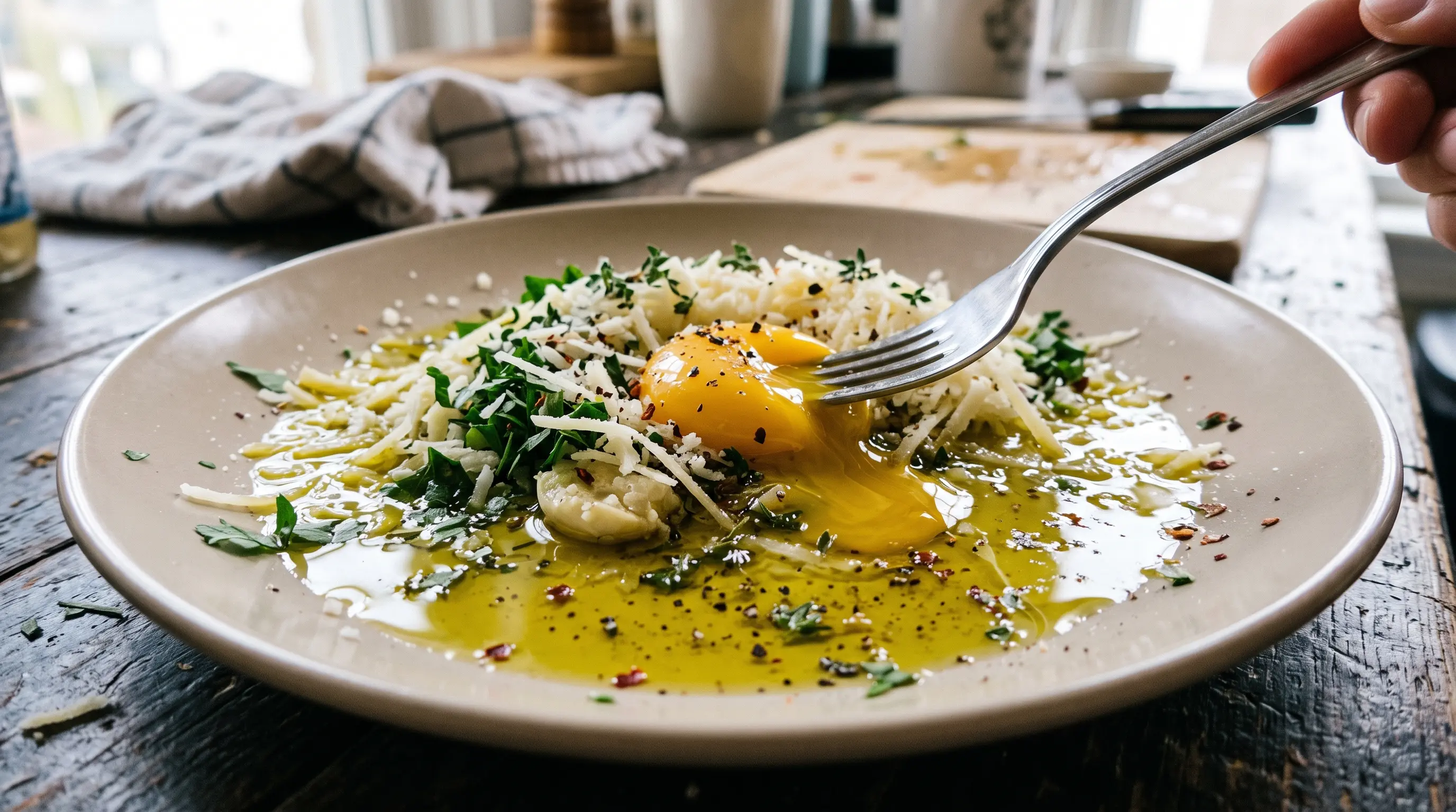 Spaghetti à l'Ail style Carbonara