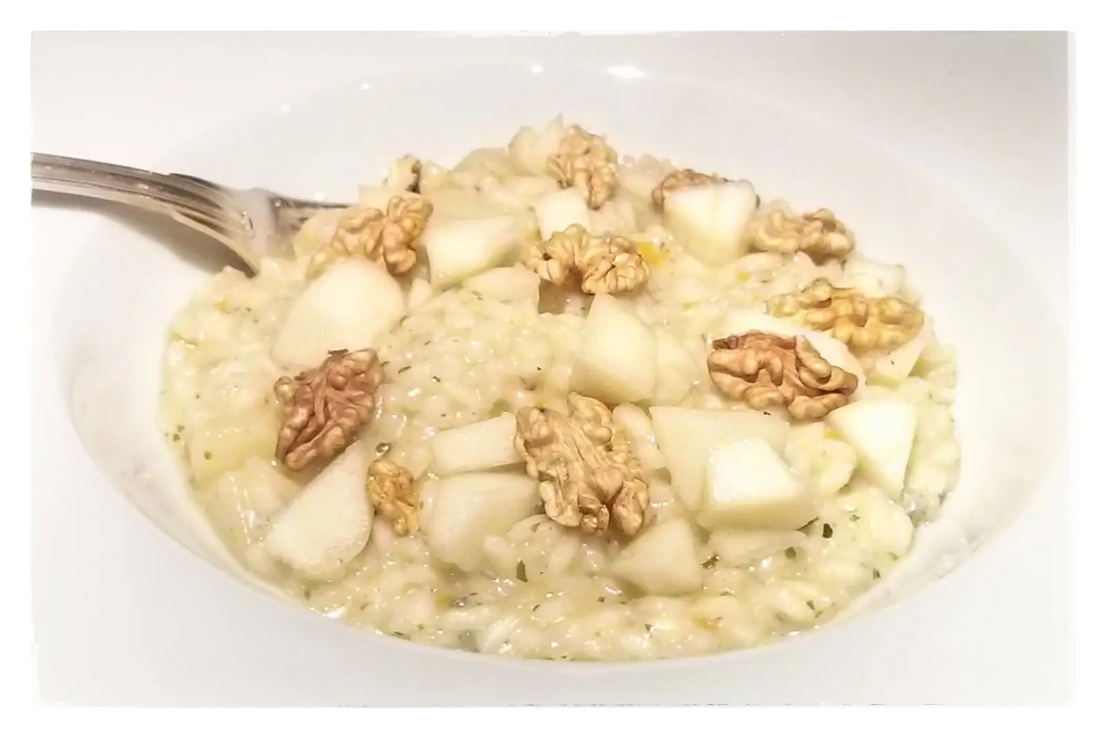 Risotto au gorgonzola, poire et noix