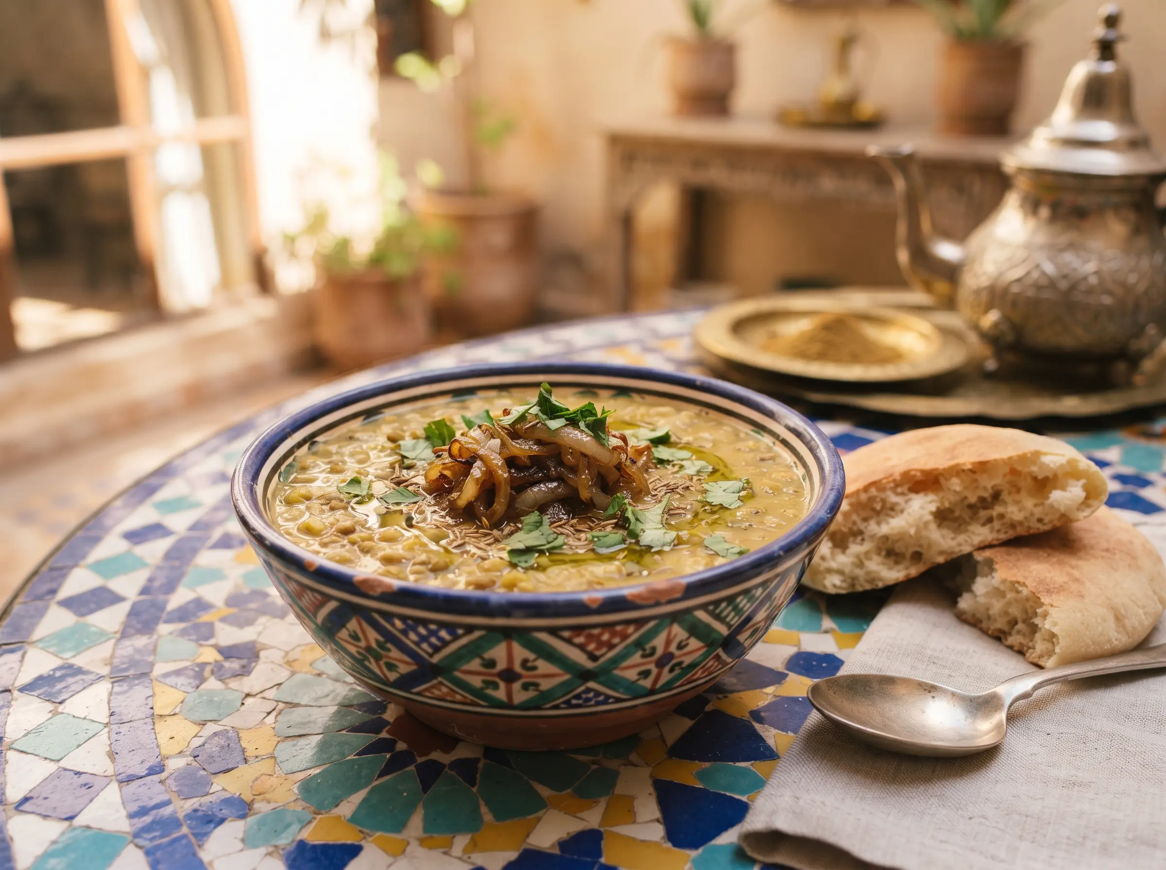 Soupe de lentilles et pois cassés marocaine